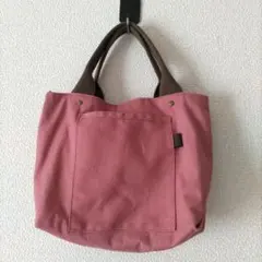 トートバッグ ハンドメイド　3ポケット 薄めオールドローズ