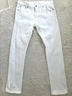 UNIQLO セルビッジスリムフィットデニムパンツ　ホワイト　W33 赤ミミ