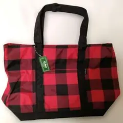 【新品、タグ付き】L.L.Bean トートバッグ　レッドとブラックのチェック柄
