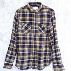 ​X'tyle ネルシャツ チェック柄 ネイビー ブラウン LL