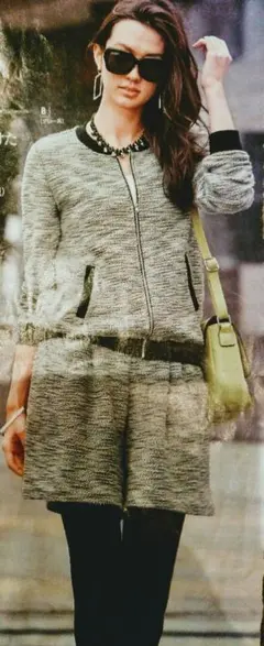 ツイード風ブルゾン＋キュロットパンツセットアップ　Sサイズ