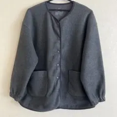 無印良品なめらかフリースカーディガン/チャコールグレー色/ ¥3990のお品￼