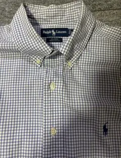 90s Ralph Lauren 半袖チェックシャツ 青