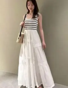 【タグ付き未使用】FRAY I.D ニットコンビタックティアードワンピース