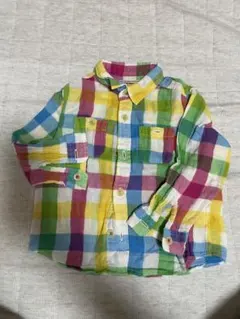 miki HOUSE チェック柄長袖シャツ 90