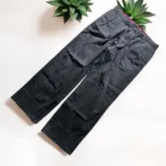 Papas チノパンツ / 2タックトラウザーズ　日本製　黒大きいサイズ