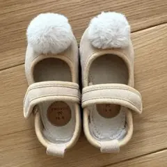 美品♡conoco ポンポンファー付きバレエシューズ　14cm バースデイ