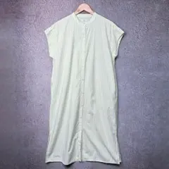 coen ノースリーブ ストライプ柄 シャツワンピース