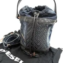 DIESEL ディーゼル デニム ハンドバッグ 編み込み 濃紺 レザー - メルカリ