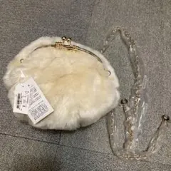 アイボリー ファー クラッチ　がま口　パーティ　結婚式　バッグ