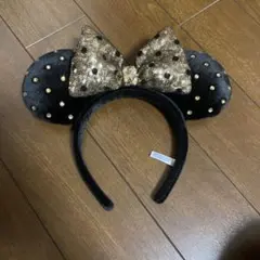 ディズニー ミッキー耳カチューシャ 黒金
