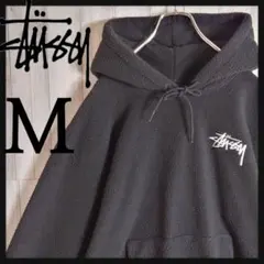 【人気デザイン】STUSSY ワンポイントロゴ刺繍 ボア フリース パーカー 黒