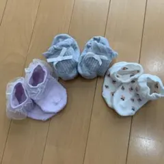 ベビー靴下 3足セット フリル・リボン付き