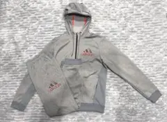 adidas ジップパーカー スウェット セットアップ（グレー・Oサイズ）