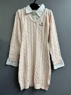 新品dazzlin(ダズリン)シャツレイヤードケーブルニットワンピース