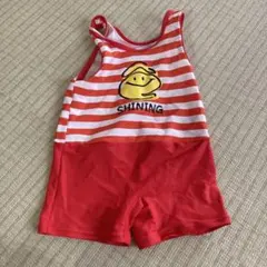 子供用赤と白ストライプ水着 100cm