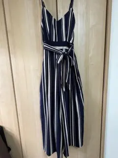 ネイビーとホワイトのストライプサロペット Mサイズ