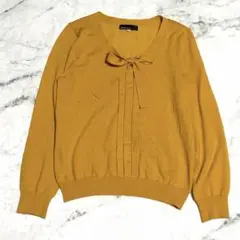 クリアインプレッション ボウタイ ニット 長袖 ウール混 L マスタード
