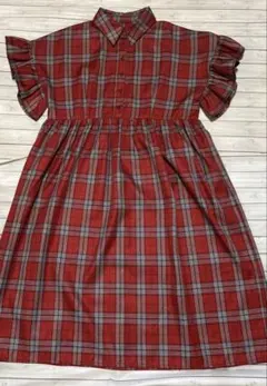 美品　merry jenny 半袖膝丈ワンピース 赤チェック