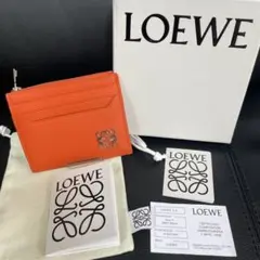 【極美品】LOEWEロエベ レザースクエアコインカードホルダーアナグラムオレンジ