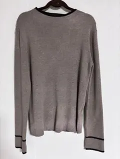 グレー配色　長袖ニット