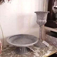 新品未使用タグ付き◆アンティーク風ブリキポット・ブリキコンポート2個セット◆