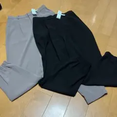 ユニクロ黒とグレーゴム入りスラックス　Ｌサイズ✖️2