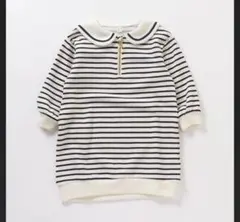 ストライプ柄 セーラー襟 長袖ワンピース　アプレレクール