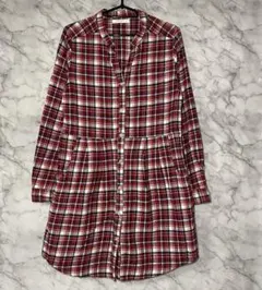chocol raffine robe赤チェック柄 シャツワンピース 長袖