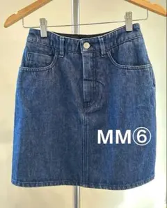 極美品 MM6 デニム×サテン ミニスカート 前後切り替え 40 サイズSのサムネイル