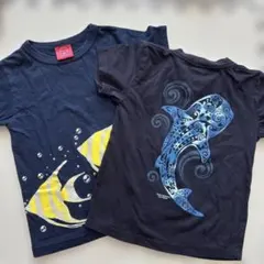 OJICO&海遊館 Tシャツ キッズ ネイビー 魚柄のサムネイル