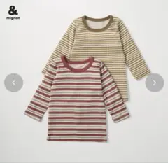 バースデイ　ベビー　2枚組長袖シャツ肌着（80㎝・＆mignon）ボーダー