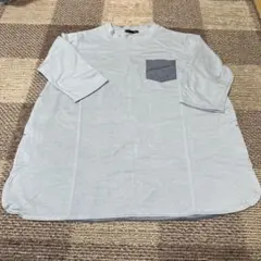 七分袖 ポケット付き カットソー ライトグレー
