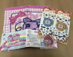たまごっち　キラキラシール、いちごっちラバーチャーム、まきこ　ハンドタオル