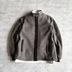 短丈 ブルゾンジャケット 立ち襟 袖リブ M 茶 スイングトップ カジュアル