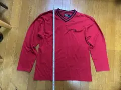 POLO RALPH LAUREN！Vネック赤ロンT・サイズM 綿100%