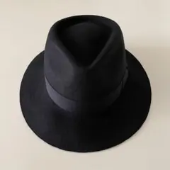CA4LA カシラ リボン 中折れ フェルト ハット ブラック 黒