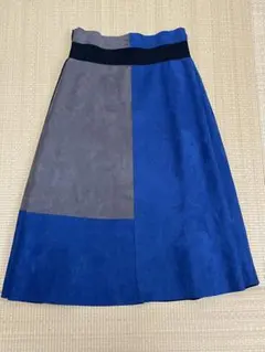 青グレー フレアスカート ジッパー付き　韓国