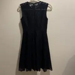 ジルスチュアート　ノースリーブレースひざ丈ワンピース ネイビー