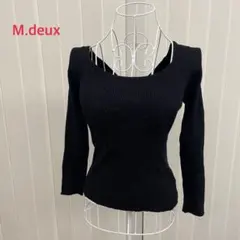 M.deux エムドゥ レディース ニット 長袖 胸元空き トップス ブラックのサムネイル