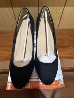 GLOBAL WORK 黒 中ヒールパンプス24.5cm