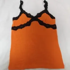 オレンジと黒のレースキャミソール
