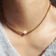 金属アレルギー対応 一粒淡水パール ネックレス RN042