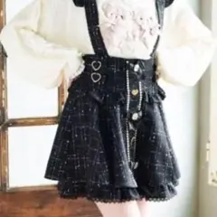 LIZLISA ツイードサスペンダー付きスカパン