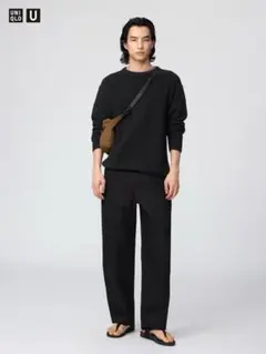 W73！UNIQLO U ユニクロユー ワイドフィットチノパン ブラック