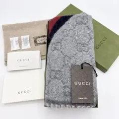 【新品タグ付】5,4万 GUCCI GG マフラー アルパカ ウール グレーのサムネイル