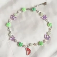 【新品未使用】月モチーフストーン パール ビーズネックレス かわいい おしゃれ