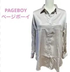 PAGE BOY ページボーイ サテン　ブラウス シャツ シルバー ピンク　F