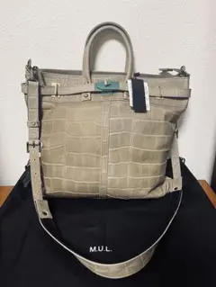 M.U.L ヘルメットバッグ Mサイズ クロコダイル型押しレザーショルダーバッグ
