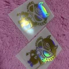 ホログラム金色魚デザインアイロンプリントシート2枚セット